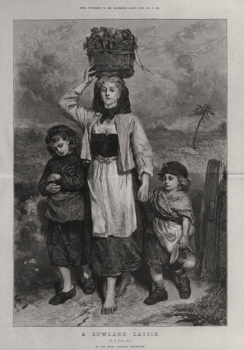 A lowland lassie. Scotland. Children 1873 old antique vintage print picture